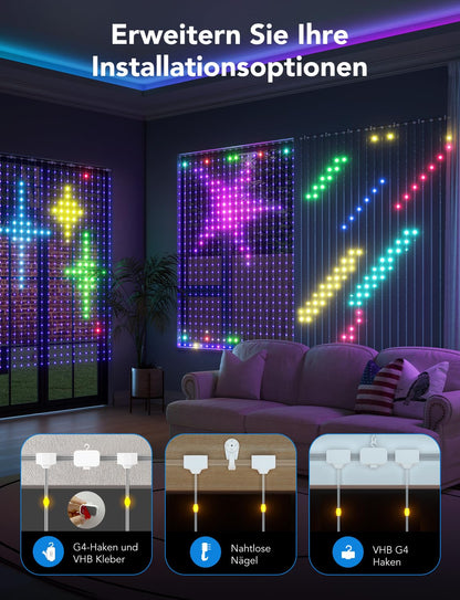 Govee Curtain Lights RGBIC LED Vorhang 520 LEDs 2x1.5m