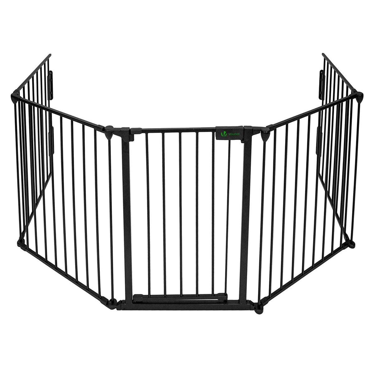 VOUNOT Kaminschutzgitter Schutzgitter - 5 Elemente, Schwarz 300x75 cm. Flexibles Metallgitter zur sicheren Abgrenzung von Kamin-Gefahrenbereichen.