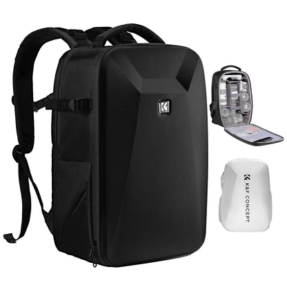 K&F CONCEPT Fotorucksack Hartschale 15.6" Laptopfach Drohnen: Schwarzer Hartschalen-Rucksack schützt Kamera, Drohne, 15.6" Laptop.