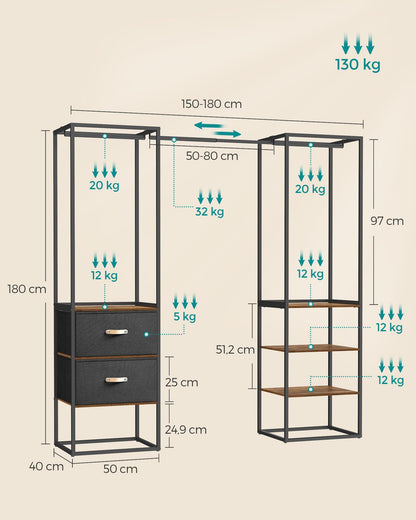 SONGMICS Offener Kleiderschrank RGR003B01 - Vintagebraun