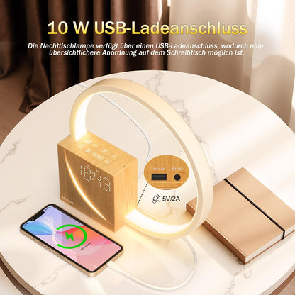 blonbar Nachttischlampe AJ300 mit Lichtwecker und USB-Ladefunktion