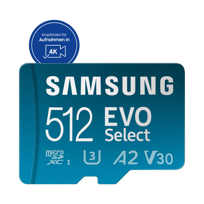 Samsung EVO Select 2024 microSD-Karte 512 GB mit SD-Adapter