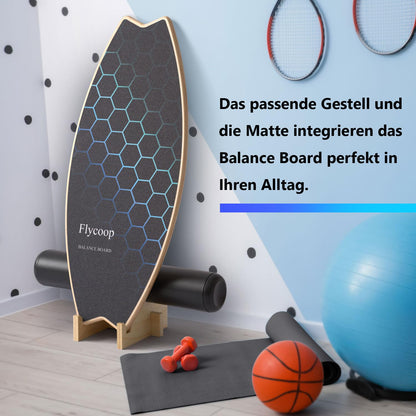 Flycoop Balance Board Set aus Birkenholz mit Rolle und Ball