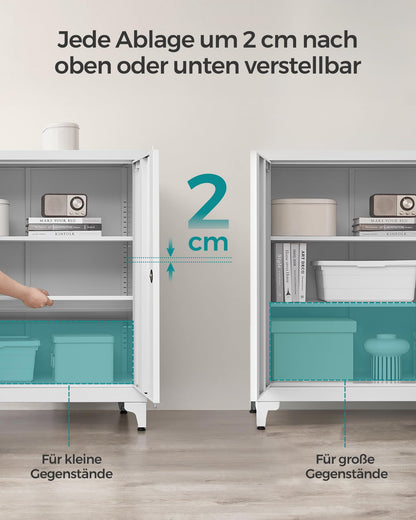 SONGMICS OMC013G01 Aktenschrank aus Stahl abschliessbar – Mattgrau