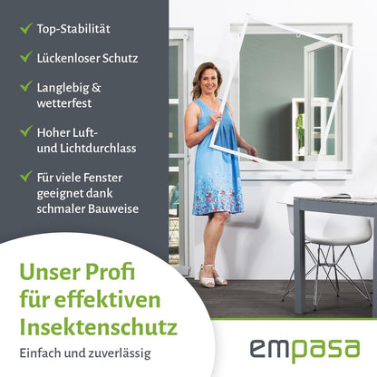 empasa Master Slim Fliegengitter Fenster, Alurahmen, weiss, 130x150