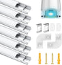 Molfanco LED Aluminiumprofil U-Profil silber 12 x 1 m mit Abdeckung
