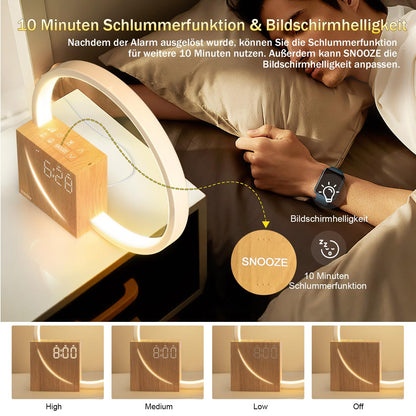 blonbar Nachttischlampe AJ300 mit Lichtwecker und USB-Ladefunktion