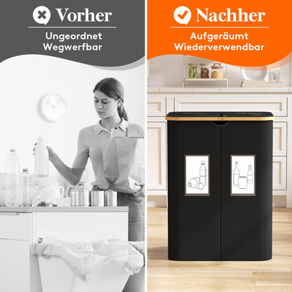 Lifewit Pfandflaschen Sammelbehälter mit Deckel, 150 L, Schwarz