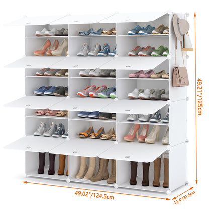 HOMIDEC Schuhregal 7-stufig für 42 Paar Schuhe, Steckregal Weiss