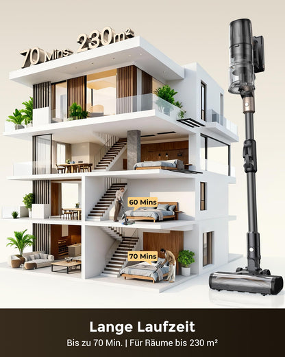Proscenic P20 Akku-Staubsauger mit Wischfunktion, Aurum Schwarz