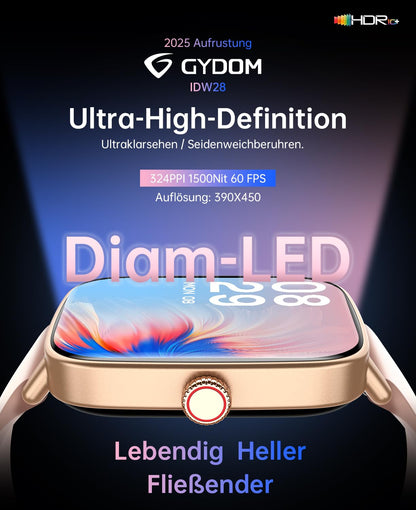 Gydom Smartwatch Damen mit Telefonfunktion, 1,85 Zoll, IDW28