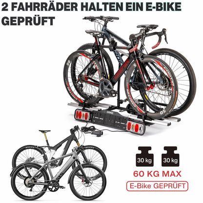 CXWXC Fahrradträger für Anhängerkupplung, 2 Fahrräder, 60 kg