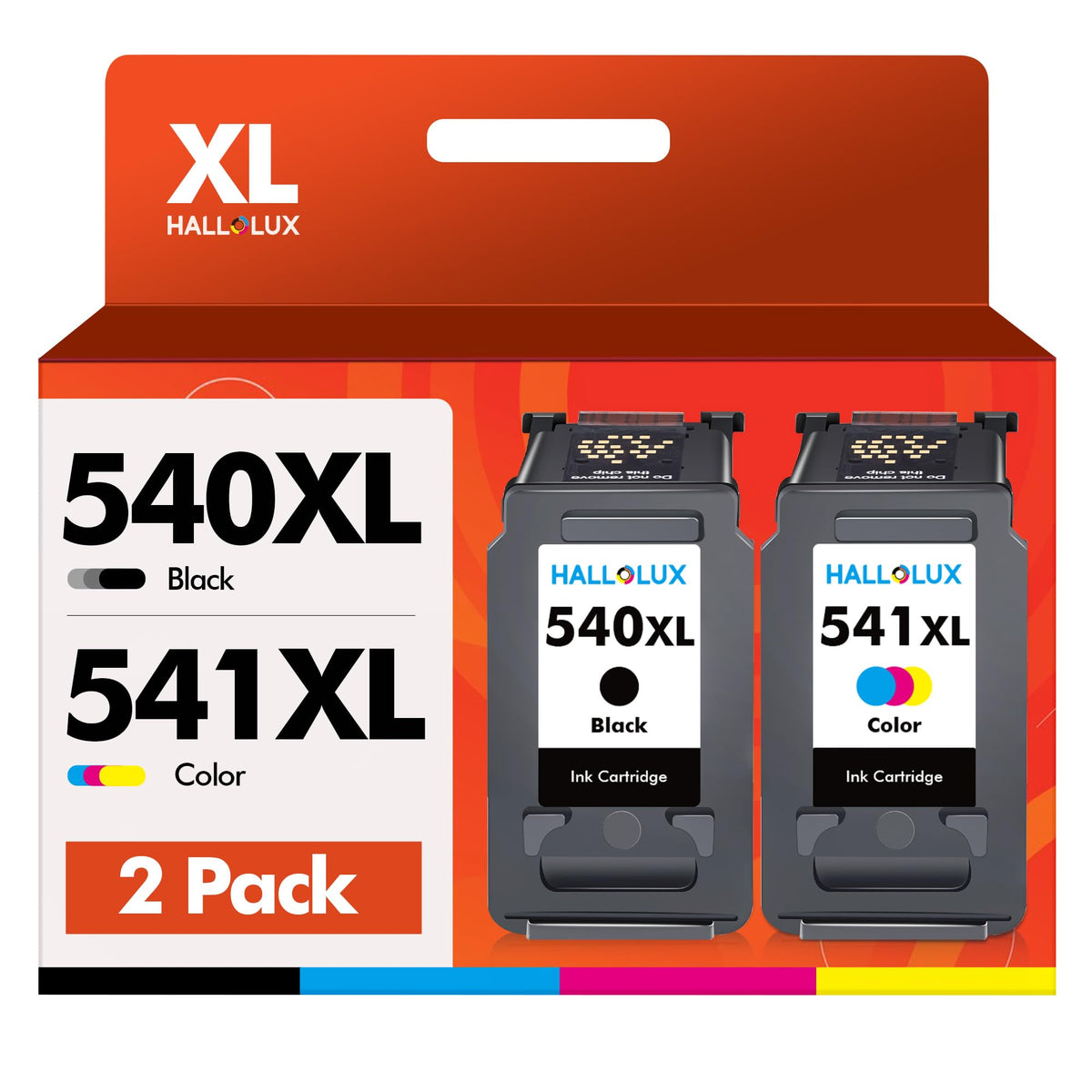 HALLOLUX 540XL 541XL Druckerpatronen Multipack für Canon Pixma, Schwarz- und Farbpatrone im 2er-Pack