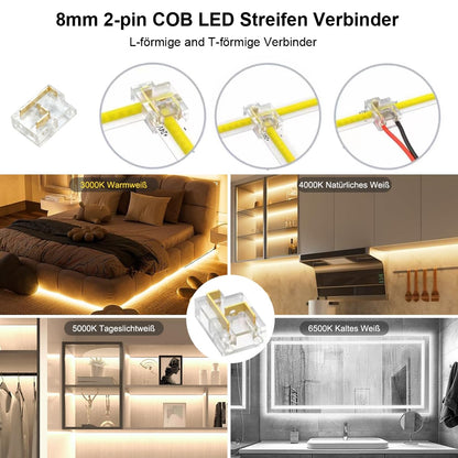 Wefomey COB LED Streifen 10m, 2700K-6500K, dimmbar mit Fernbedienung