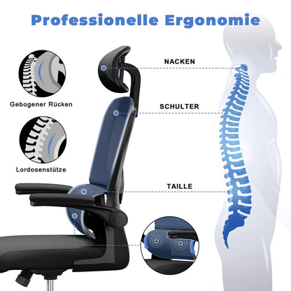 naspaluro Ergonomischer Bürostuhl Netzbezug - Schwarz