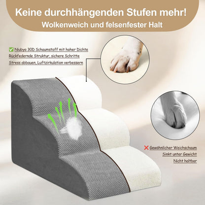 Niubya Hundetreppe für kleine Hunde, 5 Stufen, 62 cm, grau
