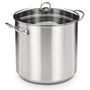 GSW Profi-Topf mit Glasdeckel, Edelstahl, 20 l, induktionsgeeignet – silberner Kochtopf für Herd und Backofen
