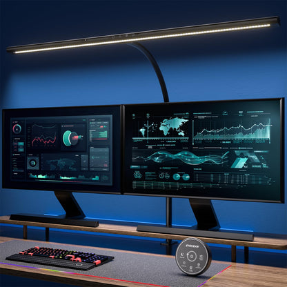 EYOCEAN LED Monitor Klemmleuchte 80cm – Dimmbar Gestensteuerung. Schlanke, 80cm lange LED-Leiste. Für reflexionsfreie Arbeitsplatzbeleuchtung am Monitor.