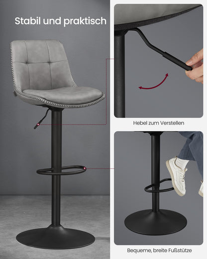 VASAGLE Barhocker 2er Set höhenverstellbar drehbar taubengrau LJB095G01