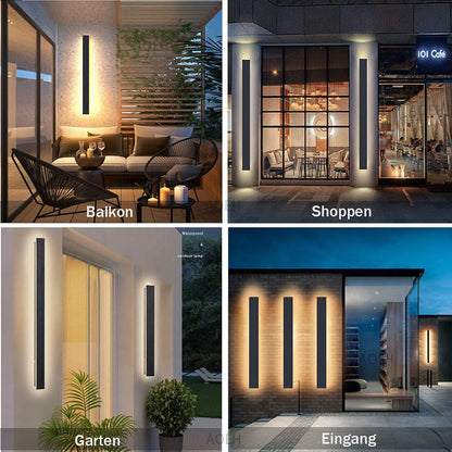 Wandleuchte Villa LED Aussen/Innen IP65 – Schwarz 80cm Warmweiss