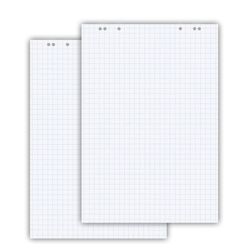 Conipa Flipchartpapier 65x98 cm kariert, 80 g/qm, 5 Blöcke à 20 Blatt, weiss, mit Universallochung