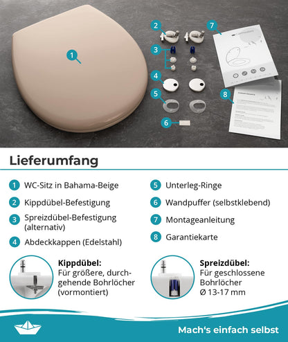 Calmwaters Premium WC-Sitz mit Absenkautomatik, antibakteriell, Beige