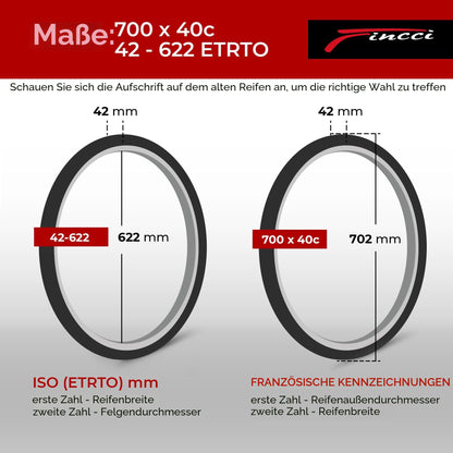 Fincci Fahrradreifen 700x40c Faltreifen mit Pannenschutz, 2er Pack