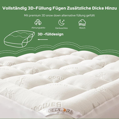 BEDLORE Matratzentopper 180x200 cm aus Bambus-Viskose, weiss