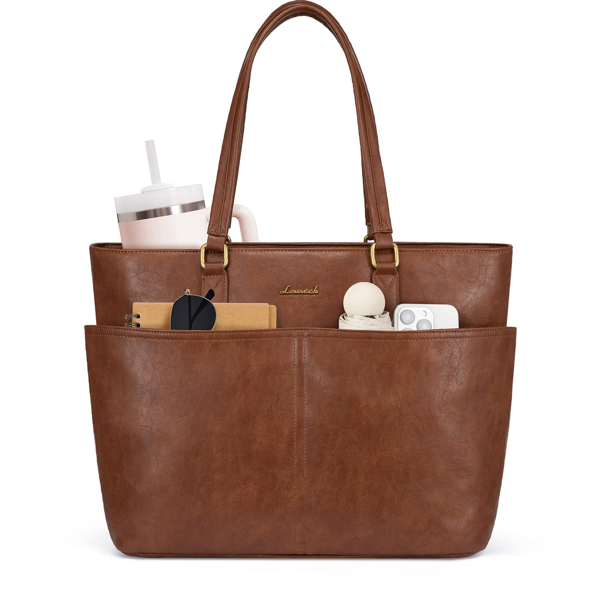 LOVEVOOK Handtasche Damen gross Laptoptasche 17.3 Zoll Shopper aus veganem Leder