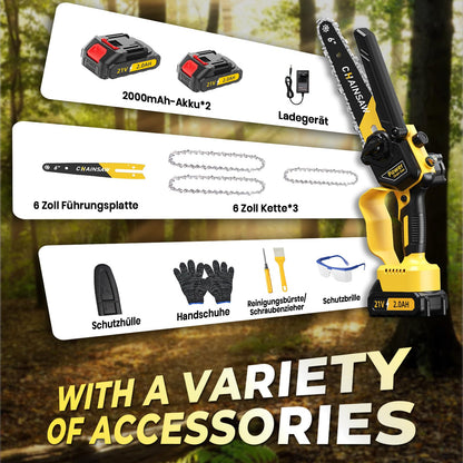 VIWKO Mini Akku Kettensäge 6 Zoll 1000W Brushless mit Auto-Öler