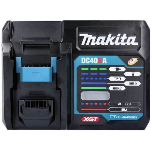 Makita DC40RA Ladegerät für XGT 40V max. Akkus - 191E07-8, blau-schwarz, lädt XGT 40V max. Akkus.