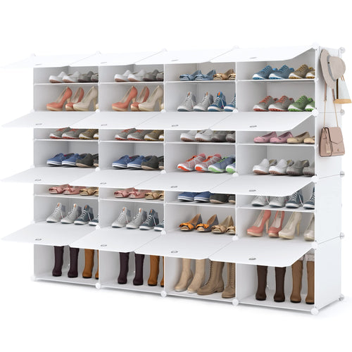 HOMIDEC Schuhregal Schuhaufbewahrung. Modulares Kunststoff-Steckregal für 56 Paar Schuhe. Zur geordneten, platzsparenden Lagerung.