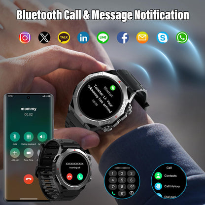 Atheewon S10 Militär-Smartwatch mit Telefonfunktion IP68 Schwarz