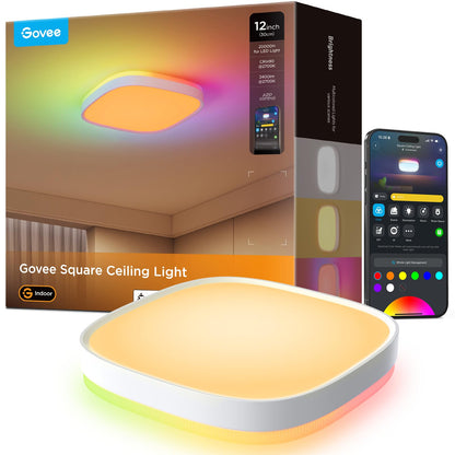 Govee RGBIC Smart LED-Deckenleuchte, 24 W, dimmbar, 30 cm für Wohnräume bis 20 m²