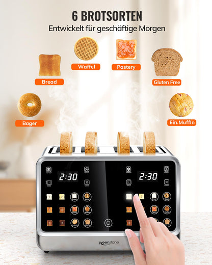 Keenstone Toaster 4 Scheiben mit Touchscreen, Edelstahl, TAC1001-CB