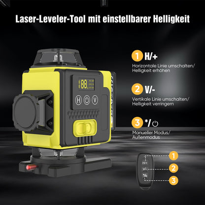 NUMNER Kreuzlinienlaser 4x360° Grün Selbstnivellierend mit Stativ