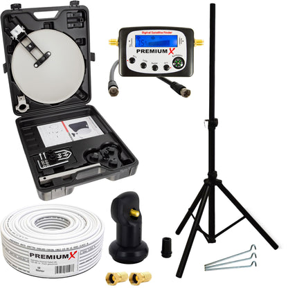 PremiumX Camping SAT-Anlage mobil im Koffer Single LNB: Kompakte Parabolantenne mit Single LNB im Koffer für mobilen Sat-TV-Empfang.