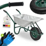 Juskys Garden Schubkarre, 100L verzinkter Silber-Kippbehälter zum Transport von Gartenmaterialien.