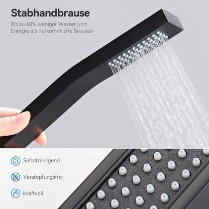 Auralum Regendusche Duschsystem ohne Armatur, Edelstahl Schwarz