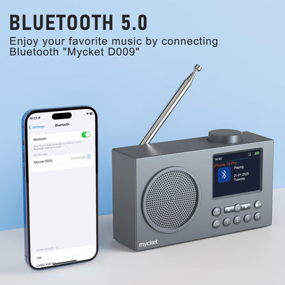 Mycket Tragbares DAB+/UKW Radio mit Bluetooth 5.0 und Farbdisplay