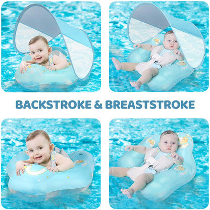 LOOWARTS Baby-Schwimmring mit Baldachin, UPF 50+, 12–36 Monate
