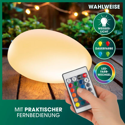 EASYmaxx LED Solarleuchte Stein 2er-Set mit Farbwechsel, IP67