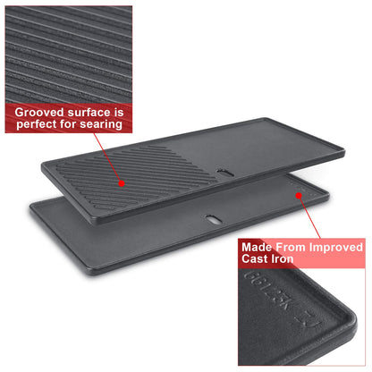 GFTIME Gusseisen Grillrost und Grillplatte Set 43 x 72,5 cm
