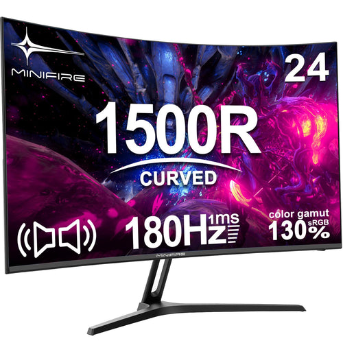 Minifire MFG24C1 Curved Gaming Monitor 24 Zoll Schwarz. Gebogener, schwarzer 24-Zoll-Monitor für immersives Gaming.