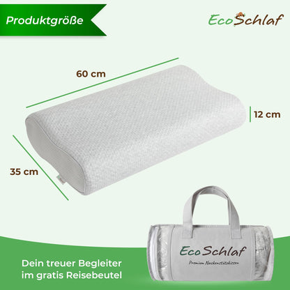 EcoSchlaf Orthopädisches Nackenstützkissen aus Memory Foam, Grau