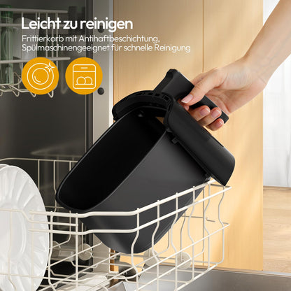 LLIVEKIT Heissluftfritteuse 5.5L | Airfryer mit Sichtfenster, schwarz