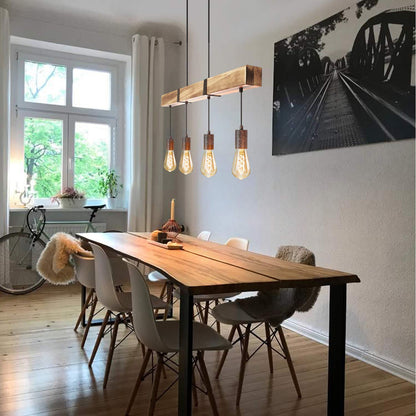 GBLY Vintage Pendelleuchte Holz Esstischlampe - 80cm Holzbalken