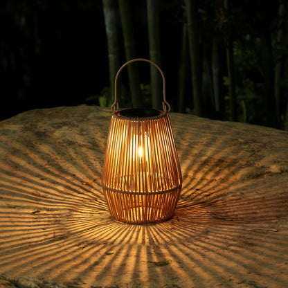 KagoLing Solarlaterne 2er-Set, handgeflochtene Rattan-Solarlampe
