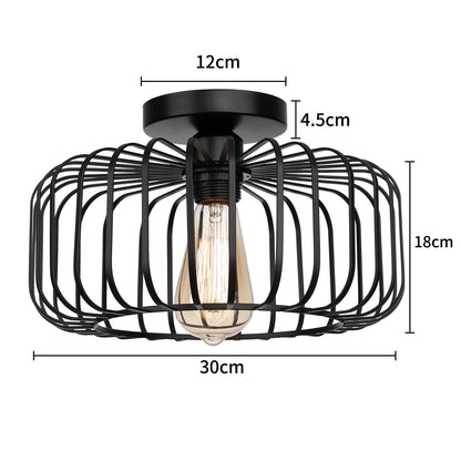 FRIDEKO HOME Deckenlampe Schwarz aus Metall, E27, 1-flammig, Ø 30 cm