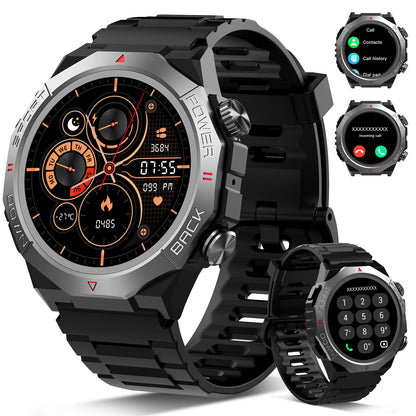 Atheewon S10 Militär-Smartwatch mit Telefonfunktion IP68 Schwarz, 1,39 Zoll Touchscreen, Legierungsrahmen